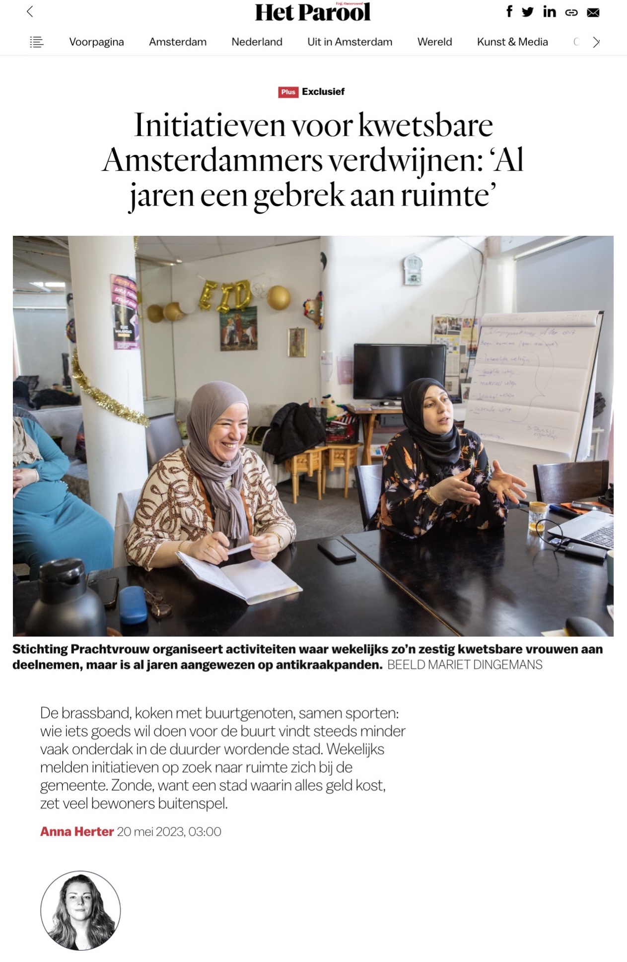 Prachtvrouw in het Parool 2023